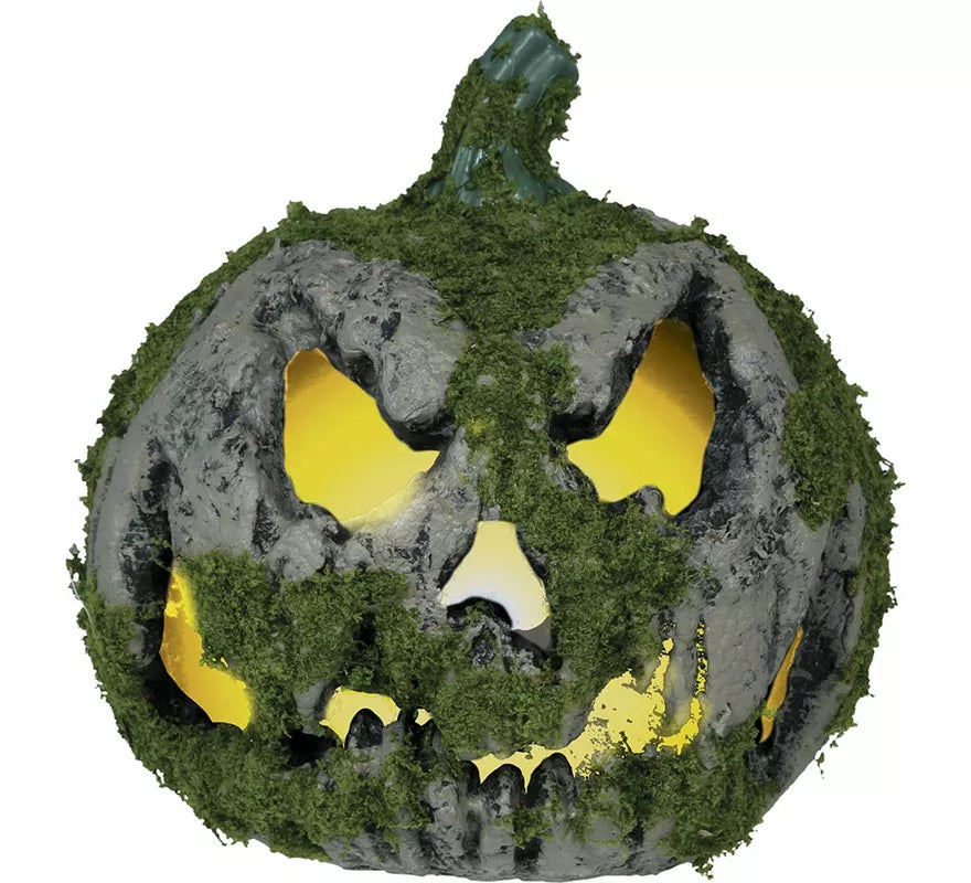 8.7" Haunted Glowing Pumpkin Lantern | Vintage Halloween Decor