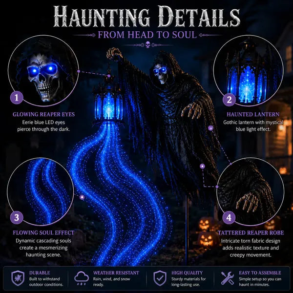 💀 Halloween Soul Harvester Animated Graveyard Light  🎃👻