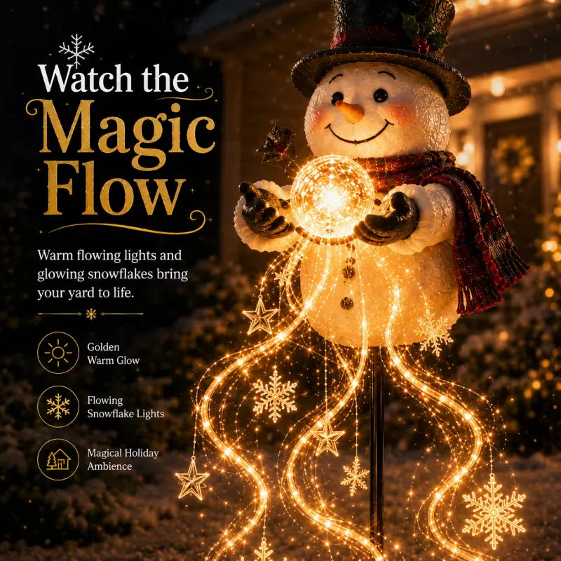 🎄⛄Snowman Magic Fountain-Flowing Snowflake LED Christmas Garden Light❄️