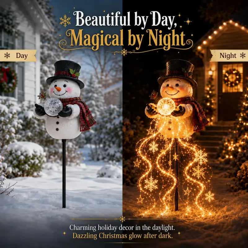 🎄⛄Snowman Magic Fountain-Flowing Snowflake LED Christmas Garden Light❄️