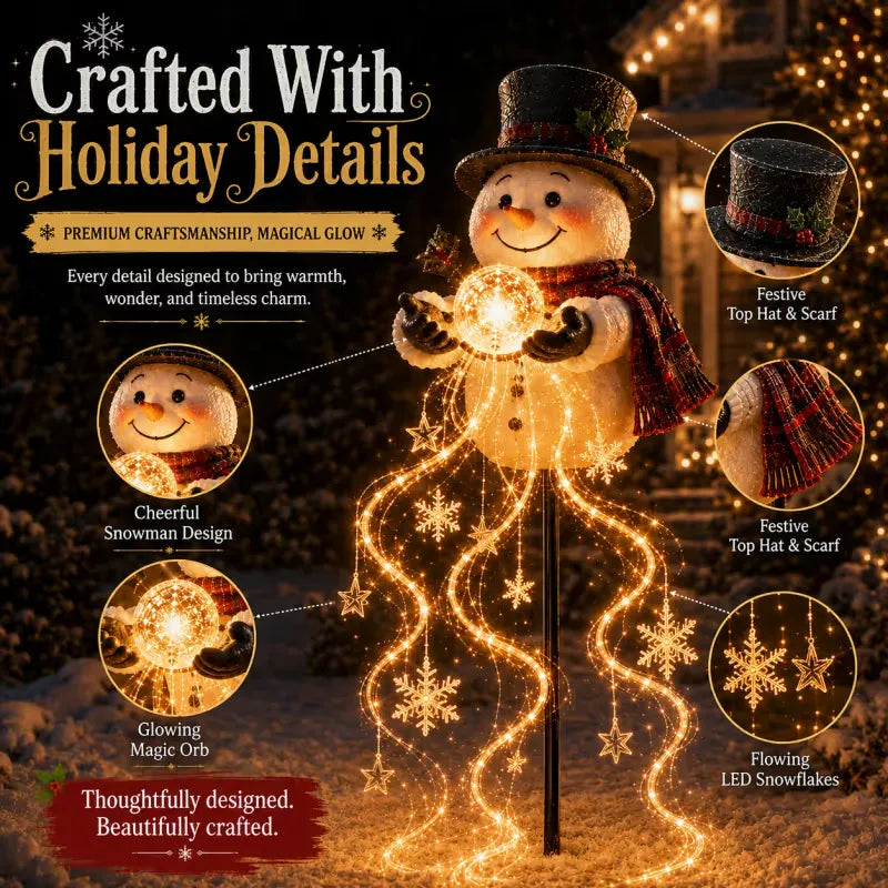 🎄⛄Snowman Magic Fountain-Flowing Snowflake LED Christmas Garden Light❄️