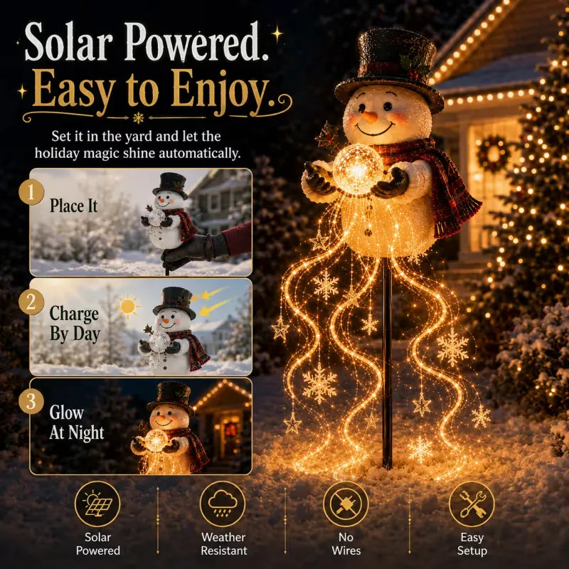 🎄⛄Snowman Magic Fountain-Flowing Snowflake LED Christmas Garden Light❄️