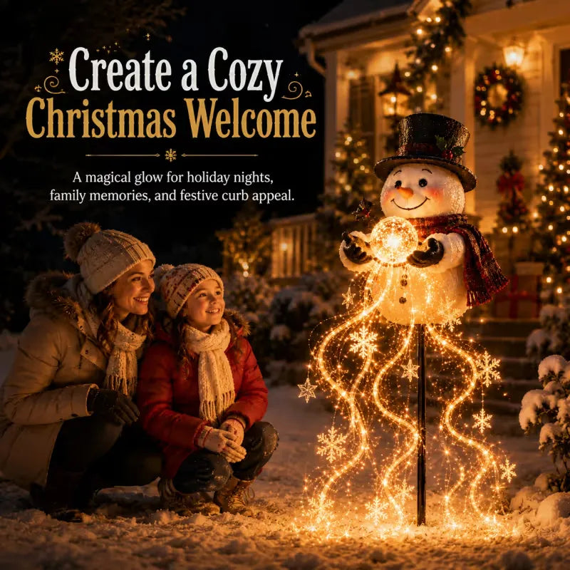 🎄⛄Snowman Magic Fountain-Flowing Snowflake LED Christmas Garden Light❄️