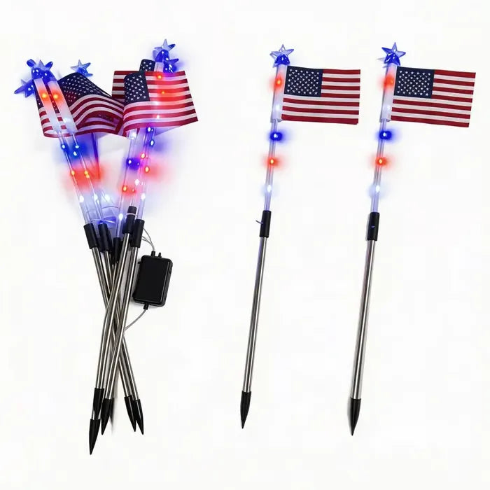 🔥Last Day 49% OFF - 🔥8 Solar American Flag Pathway Lights – Red, White & Blue Yard Glow for 250th Independence Celebration 🇺🇸