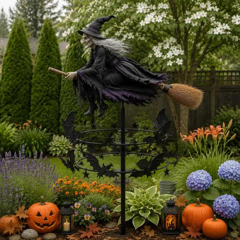 Halloween Flying Witch Garden Spinner – Outdoor Yard Decoration
