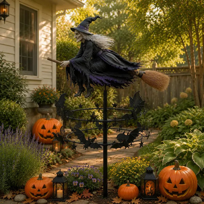 Halloween Flying Witch Garden Spinner – Outdoor Yard Decoration