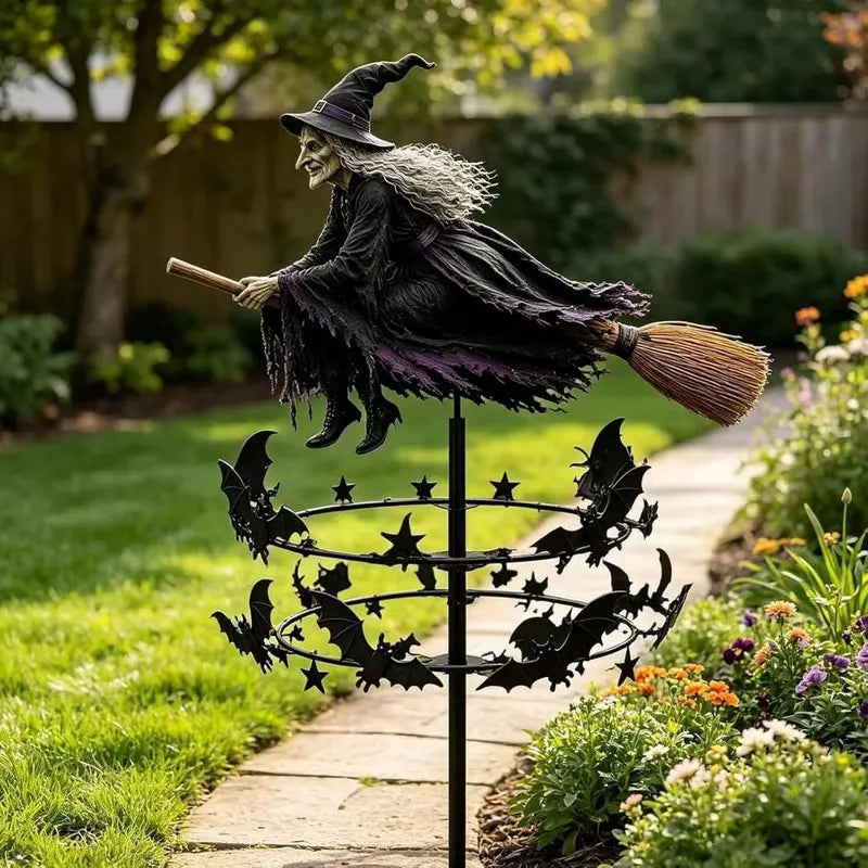 Halloween Flying Witch Garden Spinner – Outdoor Yard Decoration